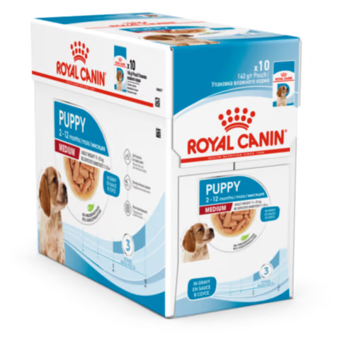 10x140g Royal Canin Puppy Medium in Salsa - Cibo Umido per Cani 10x140g Royal Canin Puppy Medium in Salsa - Cibo Umido per Cani